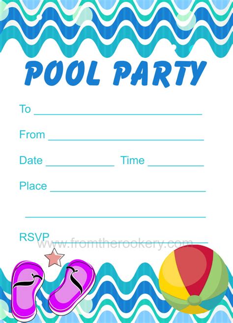 Free Printable Blank Pool Party Invitations